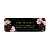 Donker Moody Bourgogne Blush Zwart Bloemen Bruilof Etiket (Voorkant)