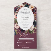 Donker Moody Bourgondië Ovaal Bloemen Lijst Diner All In One Uitnodiging (Binnen)