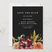 Donker Moody Elegant Bloemen Bruiloft Save the Dat Kaart (Voorkant)