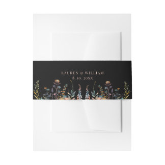 Donker Moody Elegant Bloemen Zwart Uitnodigingen Wikkel