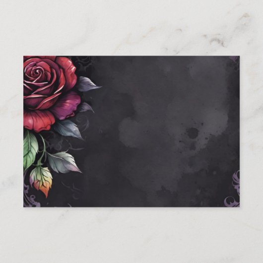 Donker Moody Gothic Red Rose Black Wedding Informatiekaartje (Achterkant)