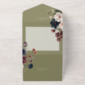 Donker Moody Groen Ovaal Bloemen Lijst Diner All In One Uitnodiging (Buitenkant)