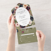 Donker Moody Groen Ovaal Bloemen Lijst Diner All In One Uitnodiging (Afscheurbaar)