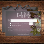 Donker Moody Mauve Bloemen Modern Bruiloft Geen Di RSVP Kaartje