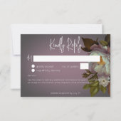 Donker Moody Mauve Bloemen Modern Bruiloft Geen Di RSVP Kaartje (Voorkant)