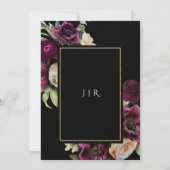 Donker Moody Paarse Bloom Bloemen Zwart Bruiloft Kaart (Achterkant)