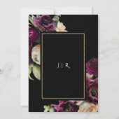 Donker & Moody Paarse Bloom Bloom Zwart Bruiloft Kaart (Achterkant)