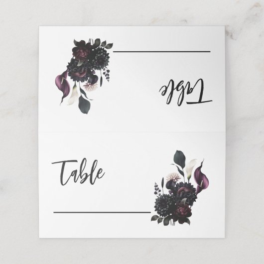 Donker Moody Romantisch Bloemen Bruiloft Tafel Zit (Buitenkant ongevouwen)