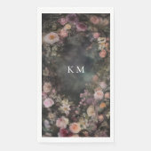 Donker Moody Romantisch Bloemen Monogram Bruiloft Servet (Voorkant)