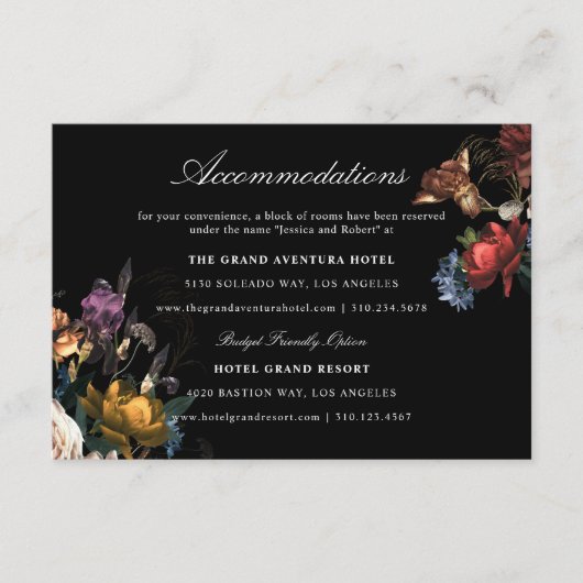 Donker Moody Romantisch Bloemen Schilderen Accommo Informatiekaartje (Voorkant)