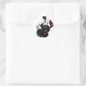 Donker Moody Romantisch Bloemen Wit Bruiloft Ronde Sticker (Tas)