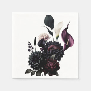 Donker Moody Romantisch Bloemen Wit Bruiloft Servet
