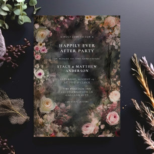 Donker Moody Romantische Bloemen Bruiloft Receptie Kaart