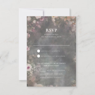 Donker Moody Romantische Bloemen Bruiloft Receptie RSVP Kaartje