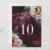 Donker + Moody rustiek Bloemen Tafel Nummer Kaart (Voorkant)