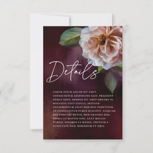 Donker + Moody rustieke bloemenbruiloft behuizing Kaart (Voorkant)