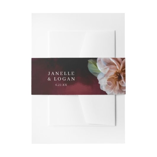 Donker + Moody rustieke bloemenbruiloft uitnodigin Uitnodigingen Wikkel (Voorkant Voorbeeld)