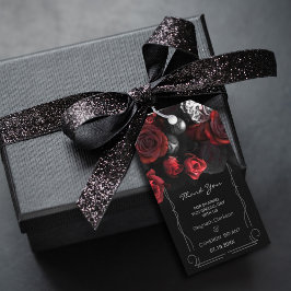 Donker Moody Zwart Rood Bloemen Cadeau Label Cadeaulabel