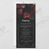 Donker Moody Zwart Rood Bloemen Menu Kaart (Voorkant)