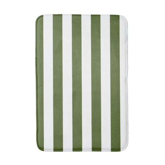 Donker mos groene en witte strepen badmat (Voorkant Verticaal)