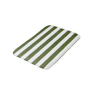 Donker mos groene en witte strepen badmat