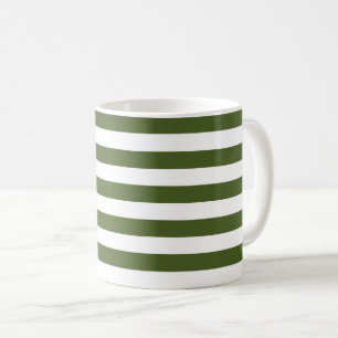 Donker mos groene en witte strepen koffiemok