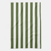 Donker mos groene en witte strepen theedoek (Verticaal)