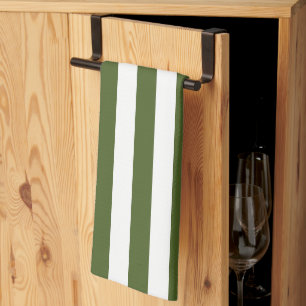 Donker mos groene en witte strepen theedoek