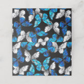 Donker naadloos patroon met blauwe vlinders Morpho Afsprakenkaart (Buitenkant ongevouwen)