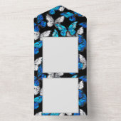 Donker naadloos patroon met blauwe vlinders Morpho All In One Uitnodiging (Binnen)