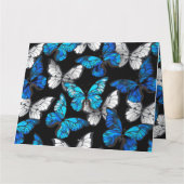 Donker naadloos patroon met blauwe vlinders Morpho Bedankkaart (Achterkant)
