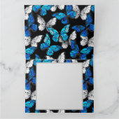 Donker naadloos patroon met blauwe vlinders Morpho Bedankkaart (Binnen)