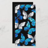 Donker naadloos patroon met blauwe vlinders Morpho Bedankkaart (Voorkant / Achterkant)