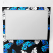 Donker naadloos patroon met blauwe vlinders Morpho Drieluik Wenskaart (Binnenzijde eerst)