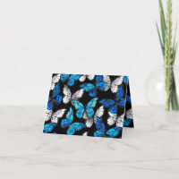 Donker naadloos patroon met blauwe vlinders Morpho