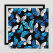 Donker naadloos patroon met blauwe vlinders Morpho Feestdagenkaart (Voorkant / Achterkant)