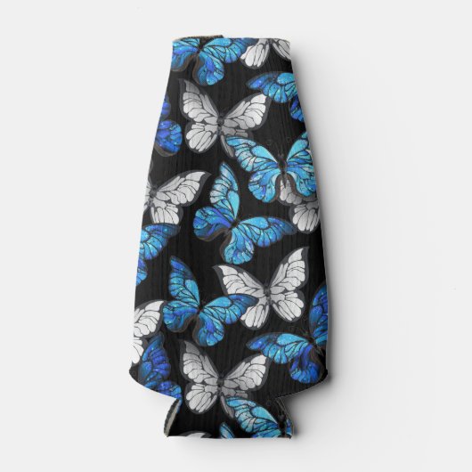 Donker naadloos patroon met blauwe vlinders Morpho Flesjeskoeler (Voorkant)