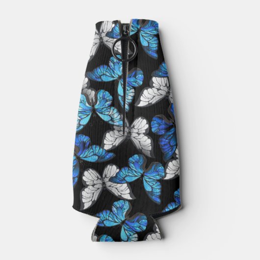 Donker naadloos patroon met blauwe vlinders Morpho Flesjeskoeler (Achterkant)