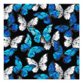 Donker naadloos patroon met blauwe vlinders Morpho Foto Afdruk (Voorkant)