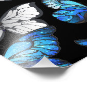 Donker naadloos patroon met blauwe vlinders Morpho Foto Afdruk (Hoek)