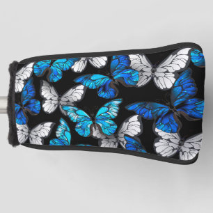 Donker naadloos patroon met blauwe vlinders Morpho Golfheadcover