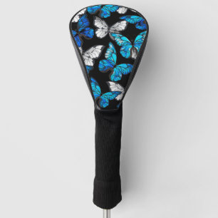 Donker Naadloos Patroon met Blauwe Vlinders Morpho Golfheadcover