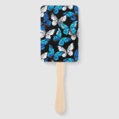 Donker naadloos patroon met blauwe vlinders Morpho Handwaaier (Voorkant)