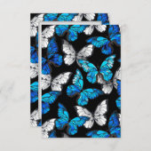 Donker naadloos patroon met blauwe vlinders Morpho Informatiekaartje (Voorkant / Achterkant)