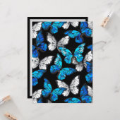 Donker naadloos patroon met blauwe vlinders Morpho Kaart (Voorkant / Achterkant in situ)