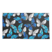 Donker naadloos patroon met blauwe vlinders Morpho Kussensloop (Achterkant-Links)