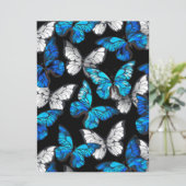 Donker naadloos patroon met blauwe vlinders Morpho Menu (Staand voorkant)