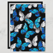 Donker naadloos patroon met blauwe vlinders Morpho Menu (Voorkant / Achterkant)
