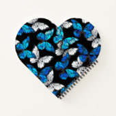 Donker naadloos patroon met blauwe vlinders Morpho Notitieboek (Achterkant)