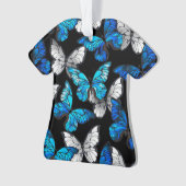 Donker naadloos patroon met blauwe vlinders Morpho Ornament (voorkant)